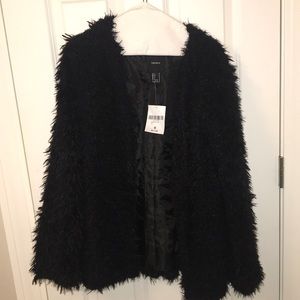 NWT Size small black fuzzy Forever 21 jacket